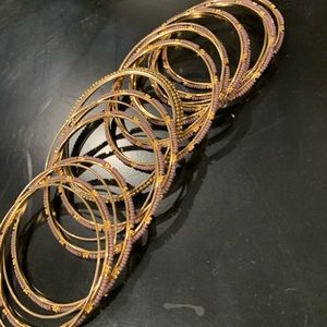 PURPLE AND GOLD BEAD STACK BRACELETS